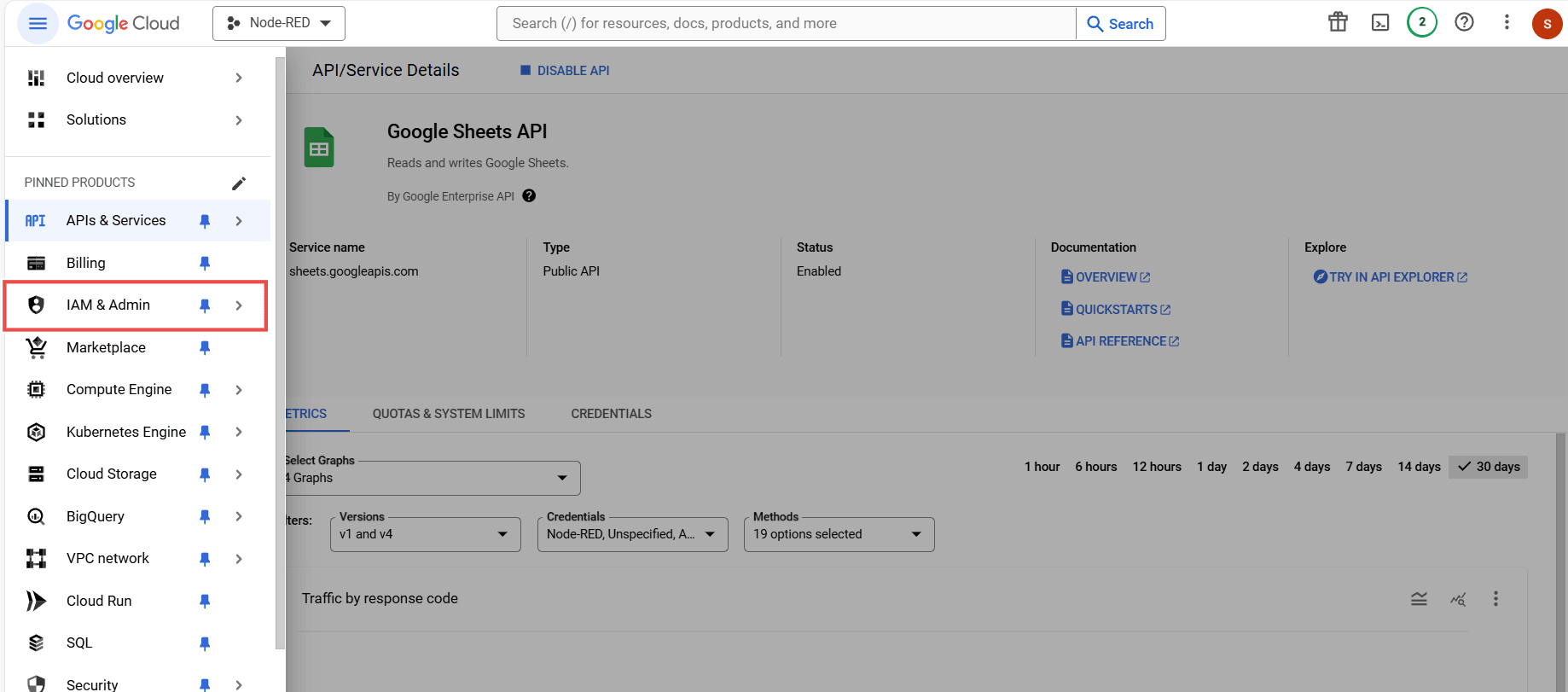Screenshot showing the 'IAM & Admin' from the menu "Screenshot showing the 'IAM & Admin' from the menu"